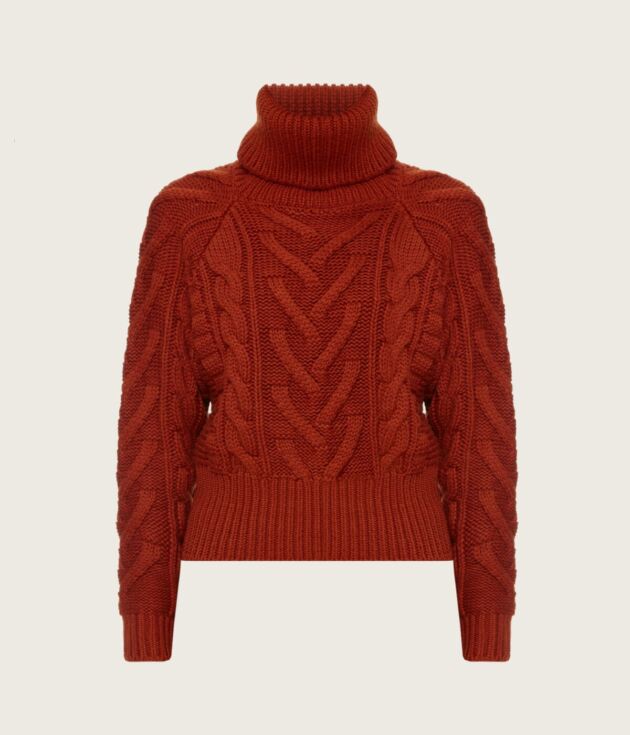 Chunky red knit pullover